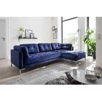 Trends by HG Ecksofa »Landau L-Form«, in Cord-Stoff mit Metallfuß blau