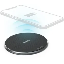 HAMA Wireless Charger Set"QI-FC10", 10 W, kabelloses Smartphone-Ladepad, Schw.