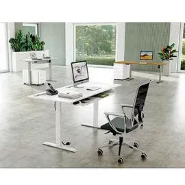 Kerkmann Move 1 elektrisch höhenverstellbarer Schreibtisch eiche rechteckig, T-Fuß-Gestell weiß 120,0 x 80,0 cm
