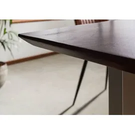 MASSIVMOEBEL24.DE Esstisch Akazie 140x90 braun lackiert / U-Beine silber matt SWISS EDGE