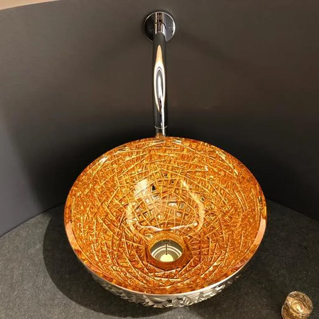 Glassdesign ICE Round 34 Lux Aufsatzwaschtisch ICE ROUND 34 - gold