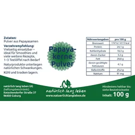 natürlich lang leben Papayakerne gemahlen Pulver 100 g