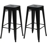 Mendler 2er-Set Barhocker Industriedesign stapelbar Metall  schwarz