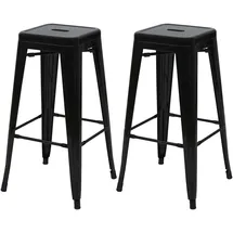 Mendler 2er-Set Barhocker Industriedesign stapelbar Metall  schwarz
