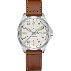 Hamilton H64635550 Herrenuhr Khaki Aviation Pilot Day Date Automatik Cognac
