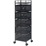 [en.casa] Servierwagen Sunndal mit 5 Ebenen 94,5x27x27cm Schwarz