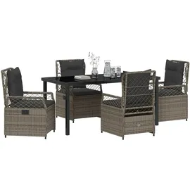 vidaXL 5-teiliges Garten-Dining-Set Grau Poly-Rattan