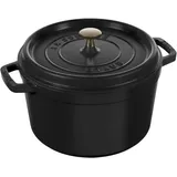 Staub La Cocotte tief 24 cm, rund, Schwarz, Gusseisen