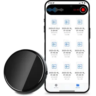 Diktiergerät Mini 3072 Kbps, Audio Aufnahmegerät Abhörgerät mit Dreifacher Rauschunterdrückung Sprachaktivierter, 800 Stunden Kapazität Voice Recorder 64G, USB Wiederaufladbar Mini Aufnahmegerät