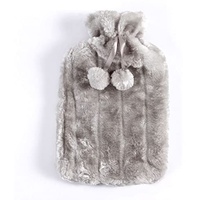 LUBOSE Flauschige, weiche warme Wärmflasche, mit Wolle überzogene Wärmflasche Geschenk für Frauen, Handwärmer, kalte Kompression, Wärmflasche (2000 ml, Hellgrau)