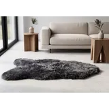KUHFELL online & NOMAD Fellteppich Echtes großes Lammfell Schaffell Teppich in Weiß Schwarz Blau Braun, Atmungsaktiv, Temperaturausgleichend, Antibakteriell grau 110 cm