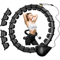 Smart Hoop Reifen Erwachsene Mit Gewicht Kugel,Ultra Leiser Hoola Hoop zum abnehmen Mit 32 Abnehmbaren Segmenten,Hullahub Reifen Zum Abnehmen Max Taillenumfang 165cm (schwarz)