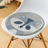 Herfair 2er-Set Sitzkissen Kinder, Runde Stuhlkissen Kinder Schule, Sitzkissen 30x30 cm Stuhl Sitzpolster Bodenkissen Kinder Weich Sitzauflage Cartoon Tier Bodenkissen Kinder (Waschbär)