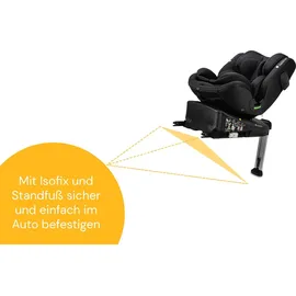 Osann Eno360 SL i-Size , drehbarer Kindersitz 40-150 cm, Reboarder mit Isofix und Standfuß – All Black - Schwarz