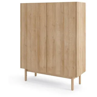 MOEBLO Kommode VINTAGE V97 (Schrank mit 3 Türen, Dekorative abgesenkte Arbeitsplatte, für Wohnzimmer Moderne Sideboard Highboard), (BxHxT): 97x122x37 cm braun