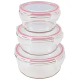 Buri Glas-Frischhaltedosen mit Deckel 3er-Set rund Vorratsdose Gefrierdose Lunchbox