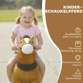 aiyaplay Reitpferd, Spielpferd zum Reiten mit Sattel Rollen, 75 cm Stehpferd Plüschpferd