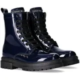 Tommy Hilfiger Lace-up Biker-Stiefel mit Lack-Finish für Mädchen, Kessy, Blau, 37