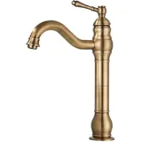 Suguword - Wasserhahn Bad Antik Messing Arbeitsplatte Wasserhahn Hoch Waschtischarmatur 360°Schwenkbar Einhebel Waschbecken Armatur