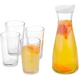 Relaxdays 10037675, Karaffe mit Ausgießer, Wassergläser, transparent