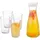Relaxdays Wasserkaraffe Set mit Gläsern, 5-teiliges Set, 1 l, 220 ml, Karaffe mit Ausgießer, Wassergläser, transparent 10037675, 26 x 10 x 10 cm