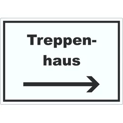 HB-Druck Treppenhaus Aufkleber mit Text und Richtungspfeil rechts Stufen steigen waagerecht A3 (297x420mm)
