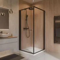 Schulte Sunny Duschtür mit Schiebetür 80 x 190 cm schwarz Sicherheitsglas