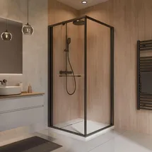 Schulte Sunny Duschtür mit Schiebetür 80 x 190 cm schwarz Sicherheitsglas