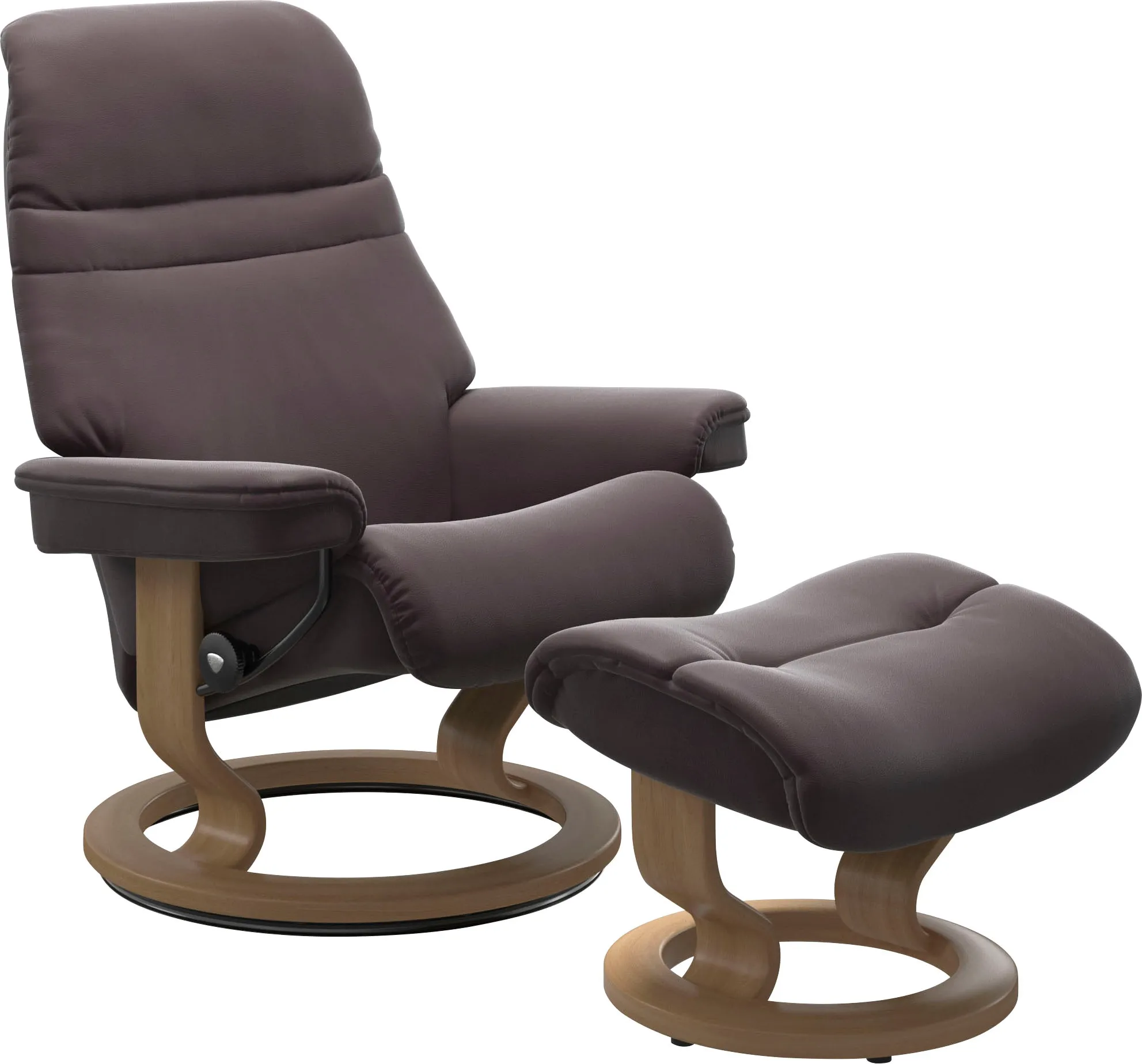 Stressless® Relaxsessel »Sunrise«, (Set, Relaxsessel mit Hocker), mit Classic Base, Größe S, Gestell Eiche Stressless® bordeaux