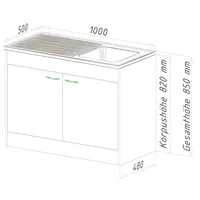 Respekta Unterschrank Komplettspüle 100 x 50 cm Weiß