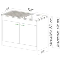 Respekta Unterschrank Komplettspüle 100 x 50 cm Weiß