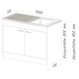Respekta Unterschrank Komplettspüle 100 x 50 cm Weiß