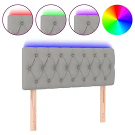 vidaXL LED Kopfteil Hellgrau 100x7x78/88 cm Stoff