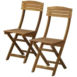 Möbel Kraft Balkonklappstuhl 2er-Set aus Akazienholz Java ¦ holzfarben ¦ Maße (cm): B: 55 H: 85