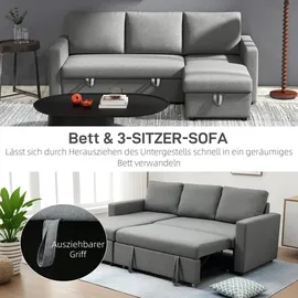 Homcom Ecksofa mit Schlaffunktion Stauraum Schlafsofa mit Chaiselongue L-Form