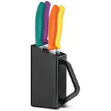 Victorinox Swiss Classic, Steak- & Pizzamesser-Block, 5tlg, assortiert, Messerblock, Schwarz