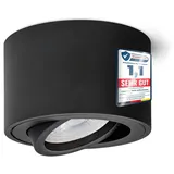 linovum SMOL LED Aufbauspot matt schwarz - flach & schwenkbar - Deckenspot inkl. wechselbarem LED Modul 5W neutralweiß 230V
