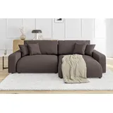 s-style möbel Leon Ecksofa mit Bettfunktion und Bettkasten Dunkelbraun Cord-Stoff