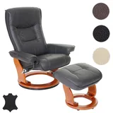 Robas Lund MCA Relaxsessel Hamilton, Fernsehsessel Hocker, Echtleder 130kg belastbar ~ schwarz, honigfarben