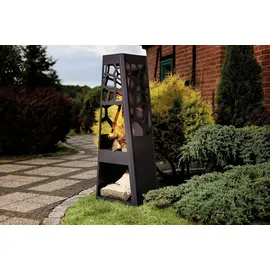 Dobar Metall Gartenkamin mit Stauraum Schwarz