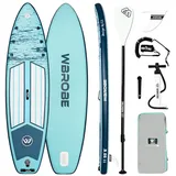 WaveRite SUP-Board aufblasbares SUP Board Stand up Paddle Board 335×84×15cm, für 1-2 Personen, 200kg Tragfähigkeit, rutschfest, Komplett-Set blau