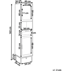 Beliani Rosell Badezimmerschrank 40 x 165 x 36 cm Hellbraun