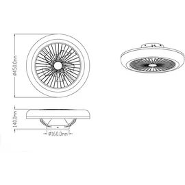 GLOBO Deckenventilator 45 cm Deckenventilator Weiß