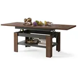 designimpex Couchtisch Design Rio stufenlos höhenverstellbar 55 - 67cm ausziehbar 130 - 170cm braun