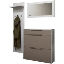 borchardt Möbel Garderoben-Set BORCHARDT MÖBEL "Oliva, Hängeschuhschrank, Spiegel, Garderobenpaneel", schwarz (weiß cappuccino), Holzwerkstoff, Kastenmöbel-Sets
