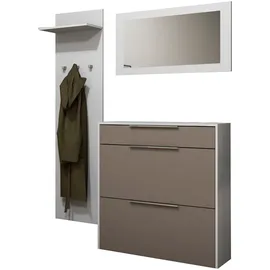 borchardt Möbel Garderoben-Set BORCHARDT MÖBEL "Oliva, Hängeschuhschrank, Spiegel, Garderobenpaneel", schwarz (weiß cappuccino), Holzwerkstoff, Kastenmöbel-Sets