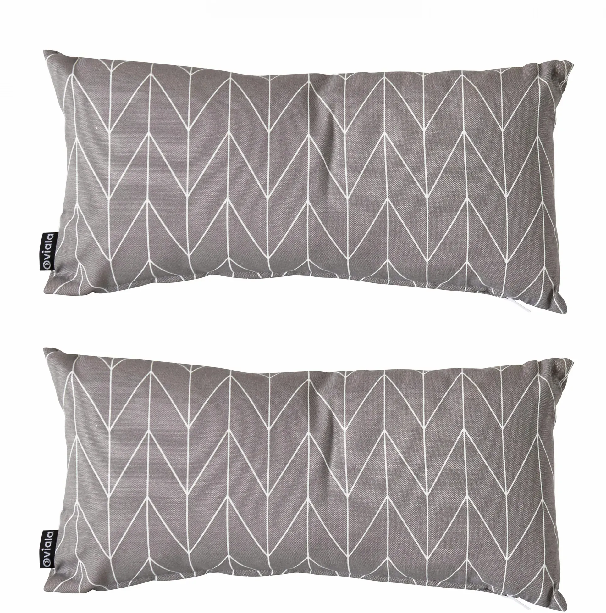 Oviala Business Set mit 2 kleinen grauen Polyesterkissen 40 x 20 x 8 cm