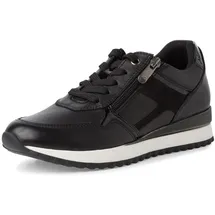 Marco Tozzi Damen Sneaker flach mit Lederanteil zum Schnüren, Schwarz (Black), 37 EU