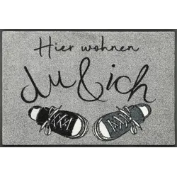 Fußmatte "Hier wohnen...", bunt, B:50cm L:75cm, Polyamid, WASH+DRY BY KLEEN-TEX, Teppiche