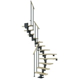 DOLLE Mittelholmtreppe Dublin (Breite: 79 cm, 1/2-gewendelt, Anthrazitgrau, Farbe Stufen: Ahorn Natur, Geschosshöhe: 222 cm - 270 cm)